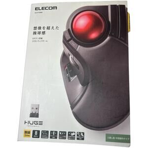 ELECOM HUGE Trackball Mouse, 2.4GHz Wireless, Finger Control, 8-Button M-HT1DRBK
